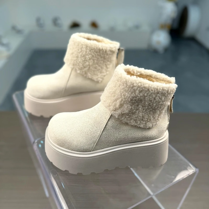 加厚雪地靴女2025新款秋冬厚底增高保暖短靴防滑东北面包棉鞋子女