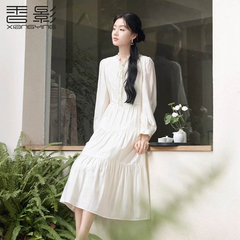 Q851206连衣裙 香影重工刺绣连衣裙女25春季新款国风新中式女装