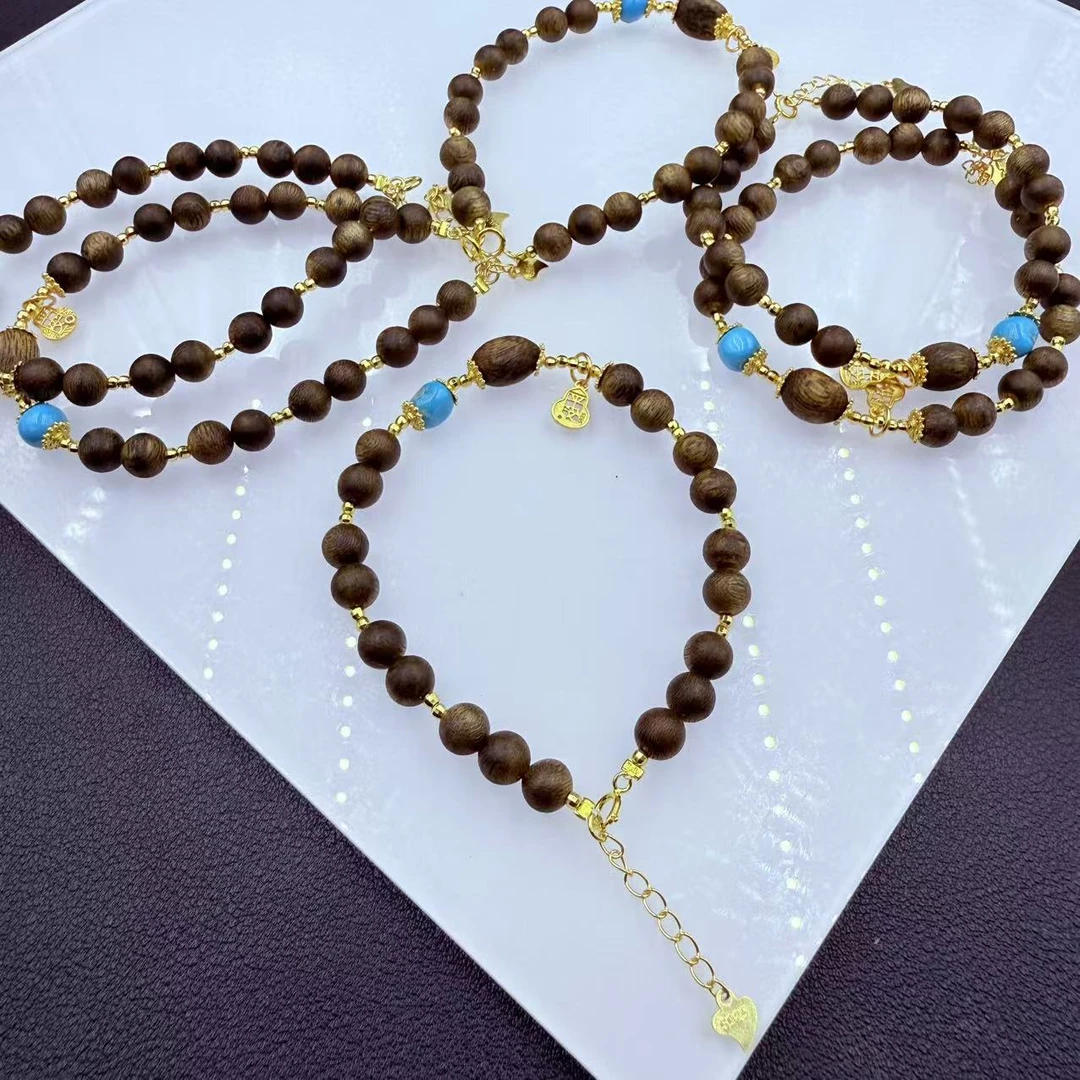 「戴琴珠宝」FR5915-沉香6mm左右925银DIY手链（多样性发其一）