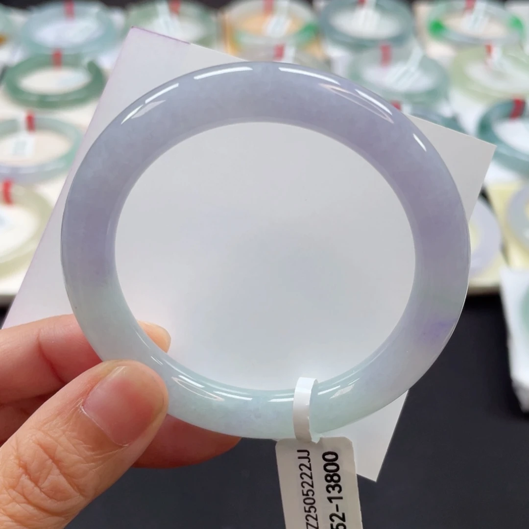 翡翠手镯未镶嵌52冰紫精致条形26号