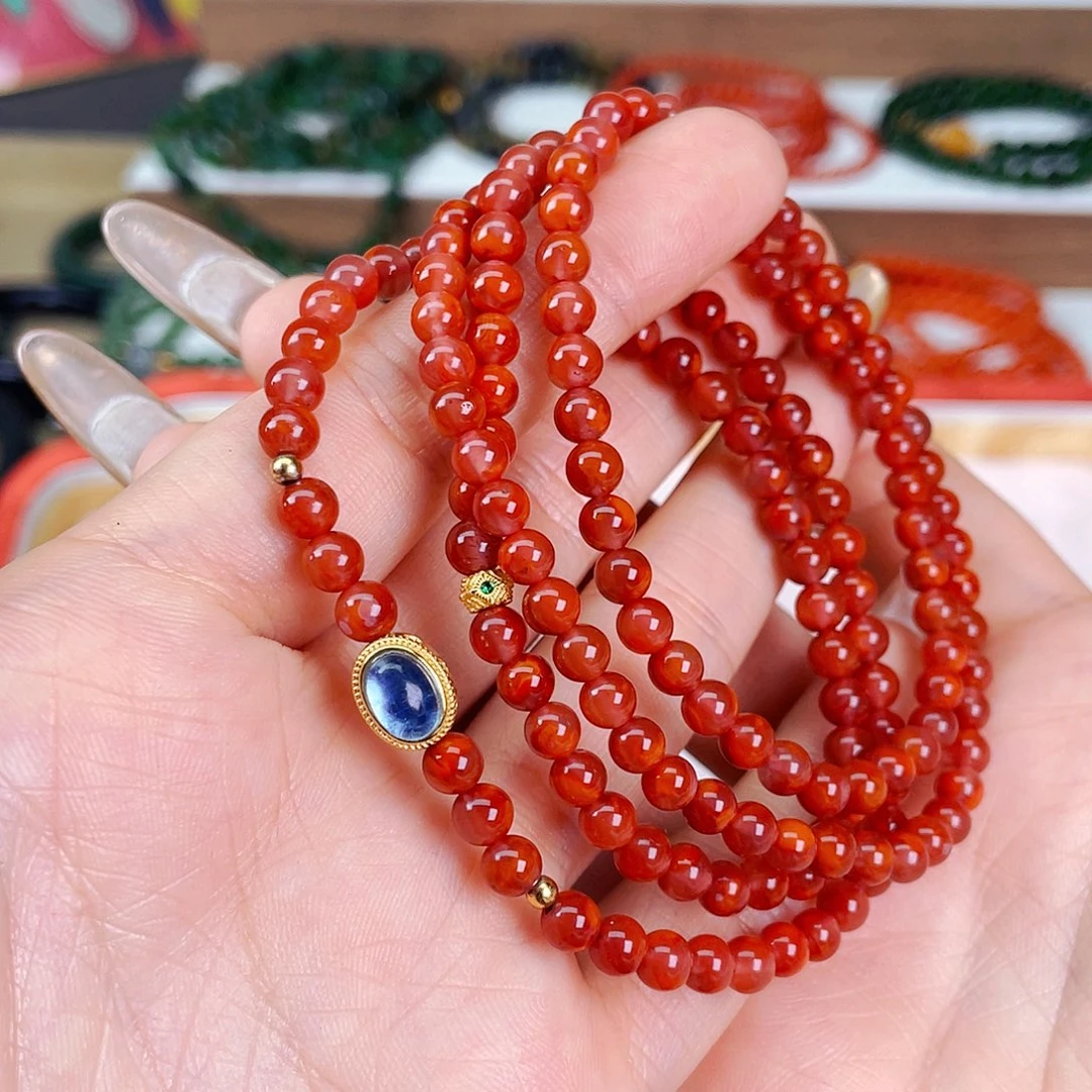 南红玛瑙4.5-5mm川料四圈设计款未镶嵌