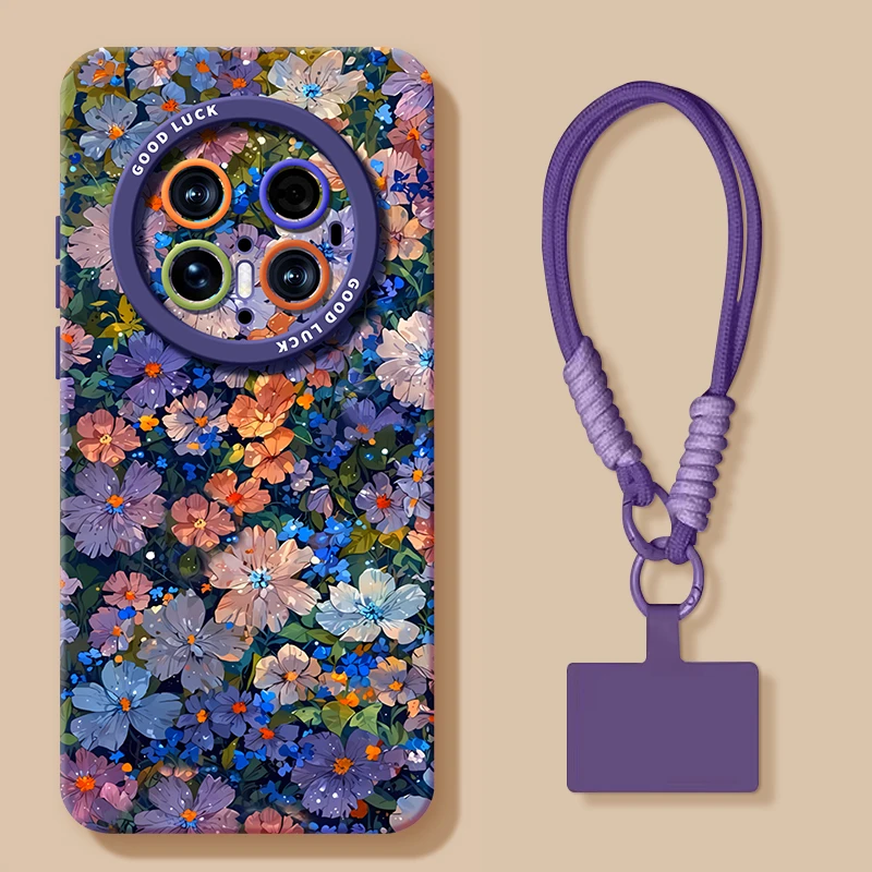 适用华为70手机壳满屏花朵60春夏ins风卡通保护套