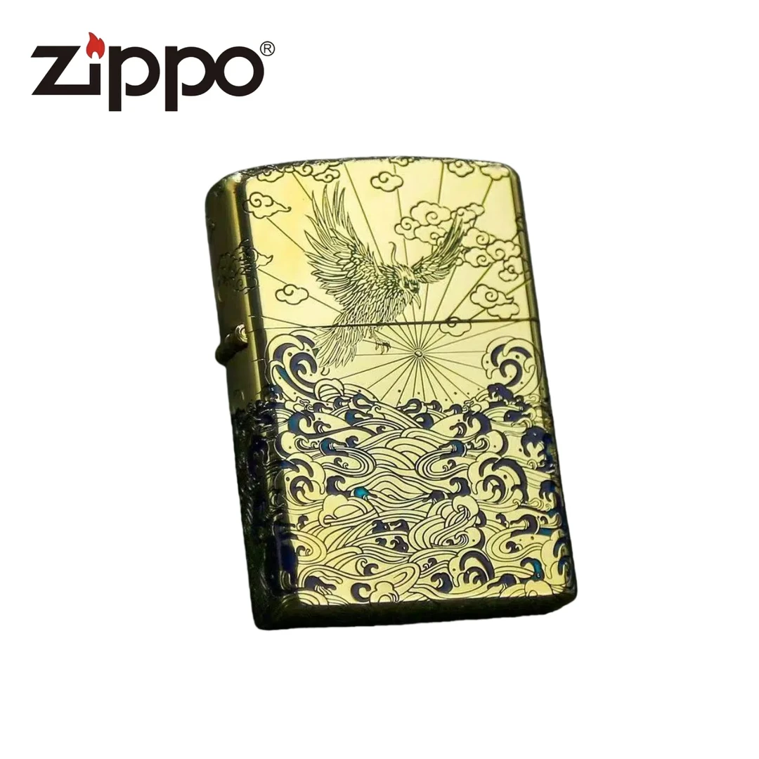 ZIPPO打火机黄铜精卫填海防风煤油打火机收藏