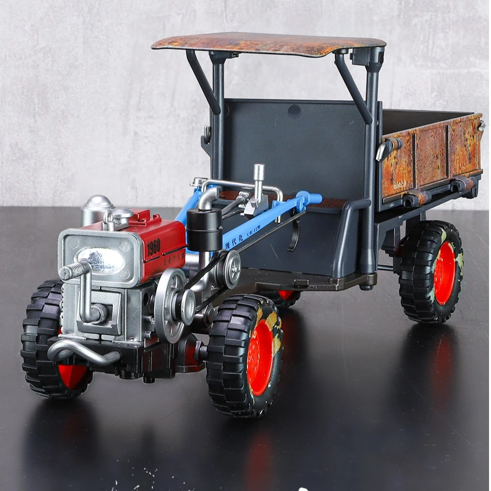 1/24手扶拖拉机合金仿真声光转向滑行车模型玩具摆件批发