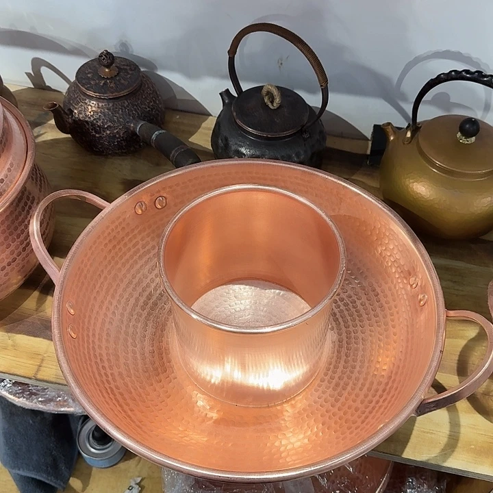 紫铜手工制作摆件子母锅32口径