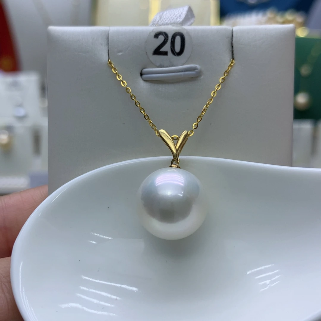 淡水珍珠18K金镶嵌吊坠(不含链)