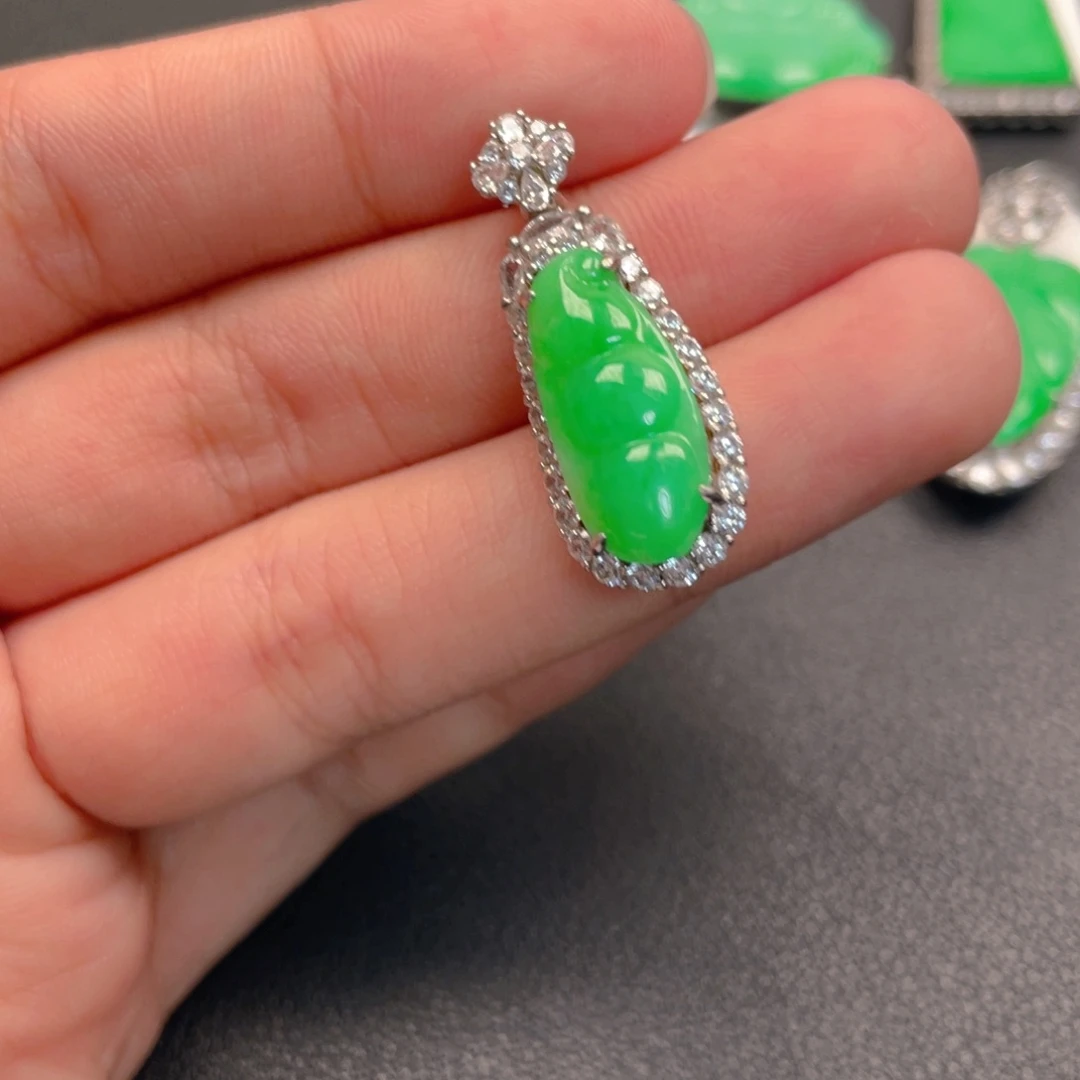 翡翠银S925镶嵌吊坠(不含链)