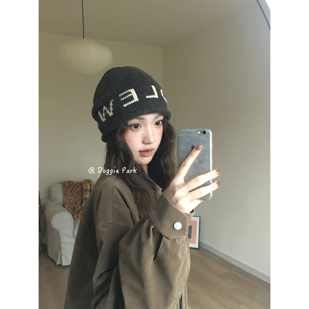 狗狗公园｜针织字母冷帽秋冬百搭包头帽子韩系百搭显脸小氛围感