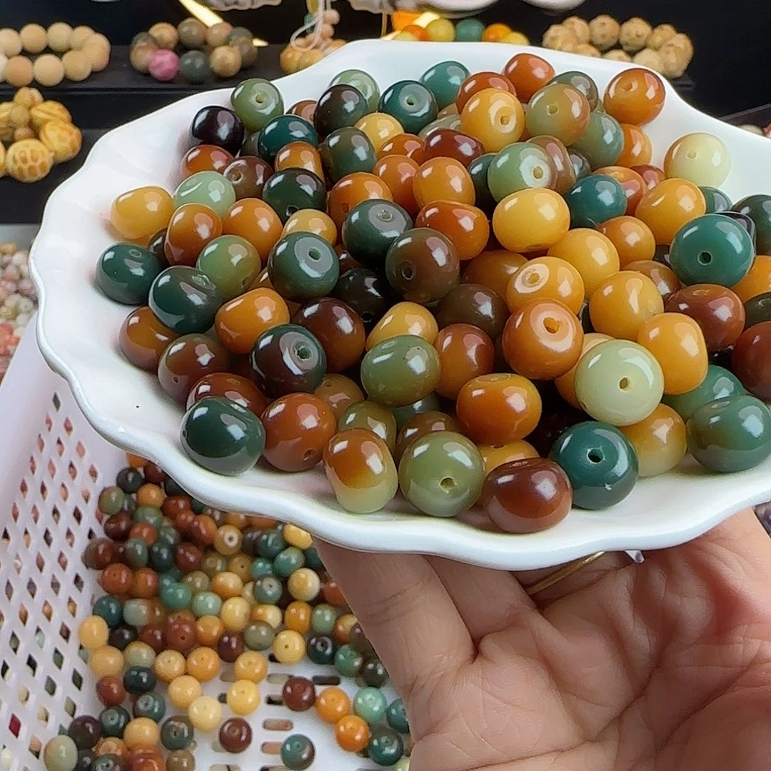 菩提根/象牙果手串瑕疵卡12非料唐三彩苹果150颗