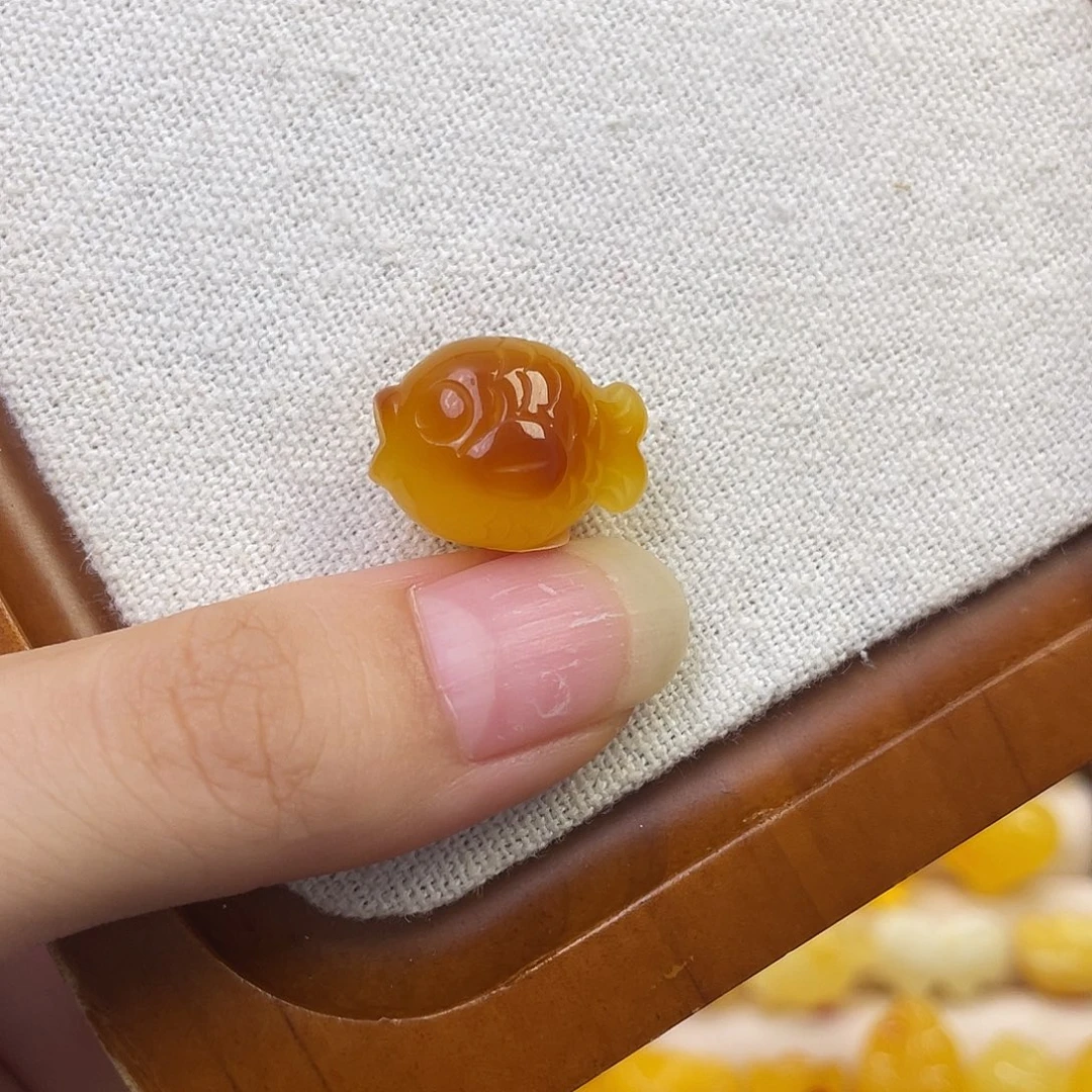 裸石琥珀未镶嵌小鱼