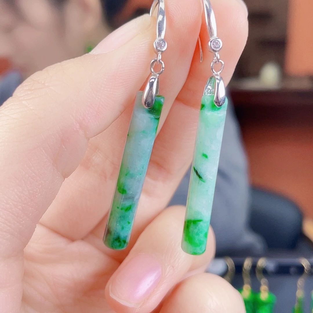 翡翠银S925镶嵌耳饰