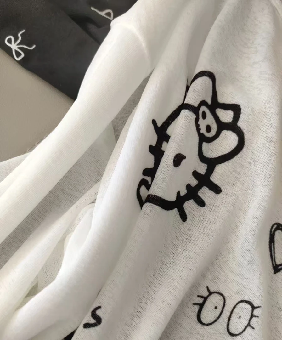 可爱卡通kt猫甜美显瘦设计感圆领长袖T恤女卫衣薄宽松防晒罩衫薄