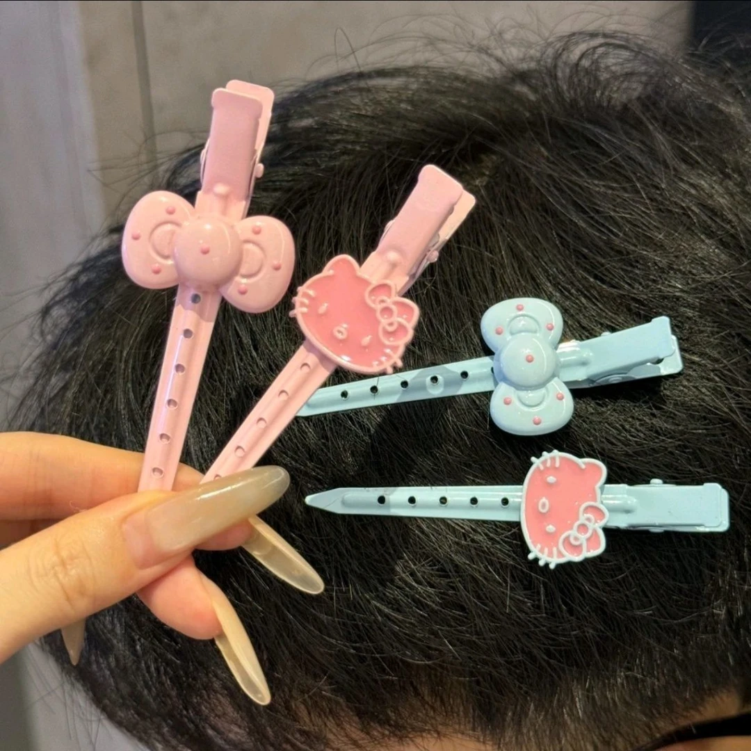 粉色kt猫定位夹卡通蓬松夹无痕一字夹刘海夹碎发夹侧边夹化妆夹