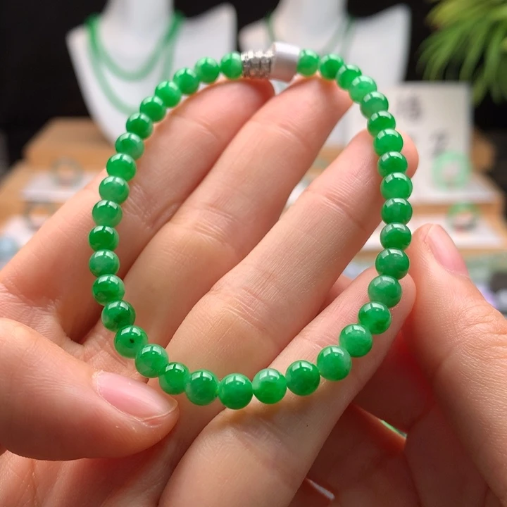 安***i翡翠未镶嵌手串天然缅甸A货翡翠