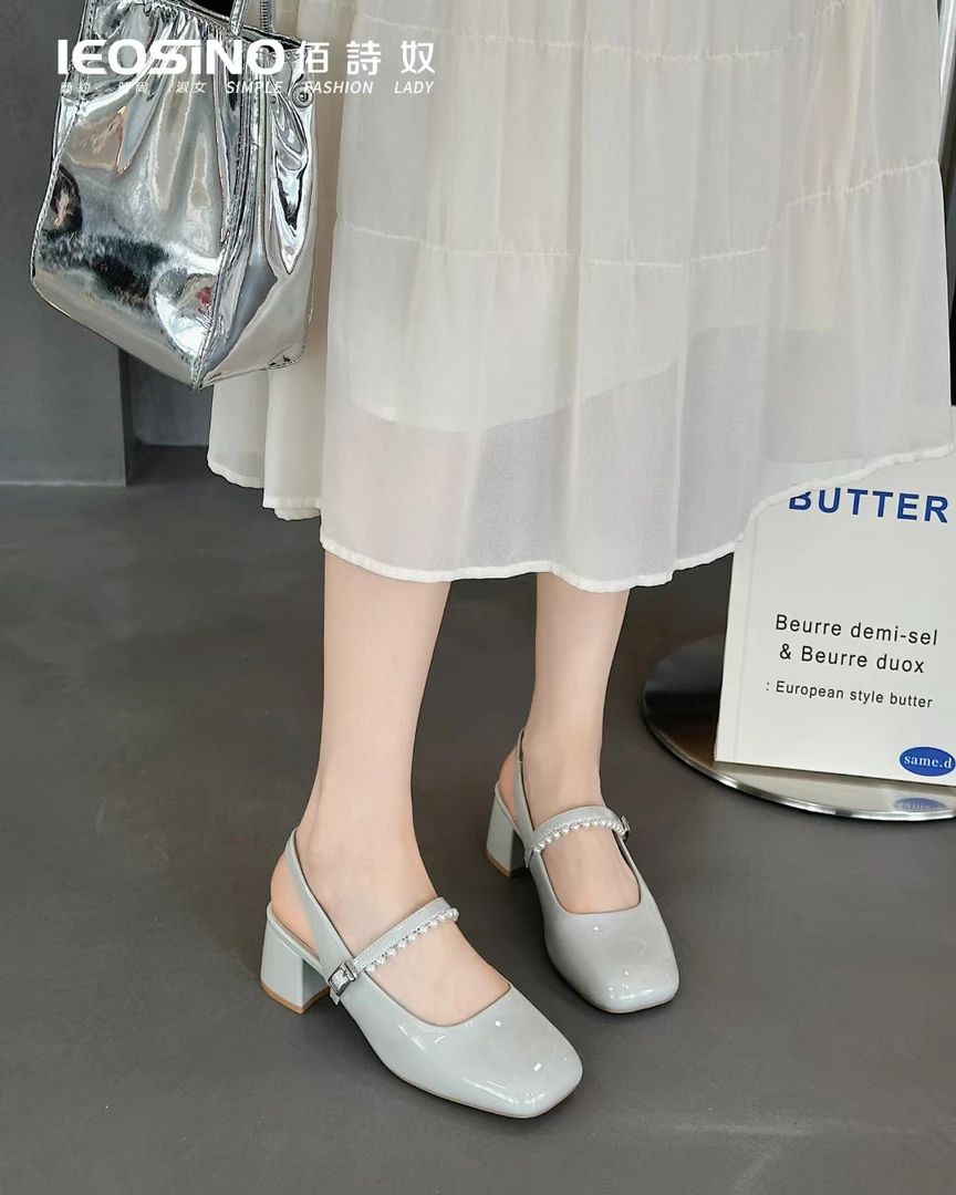 324514600佰诗奴女鞋2025夏百搭绝美凉单鞋镂空漆皮淘宝包头后空