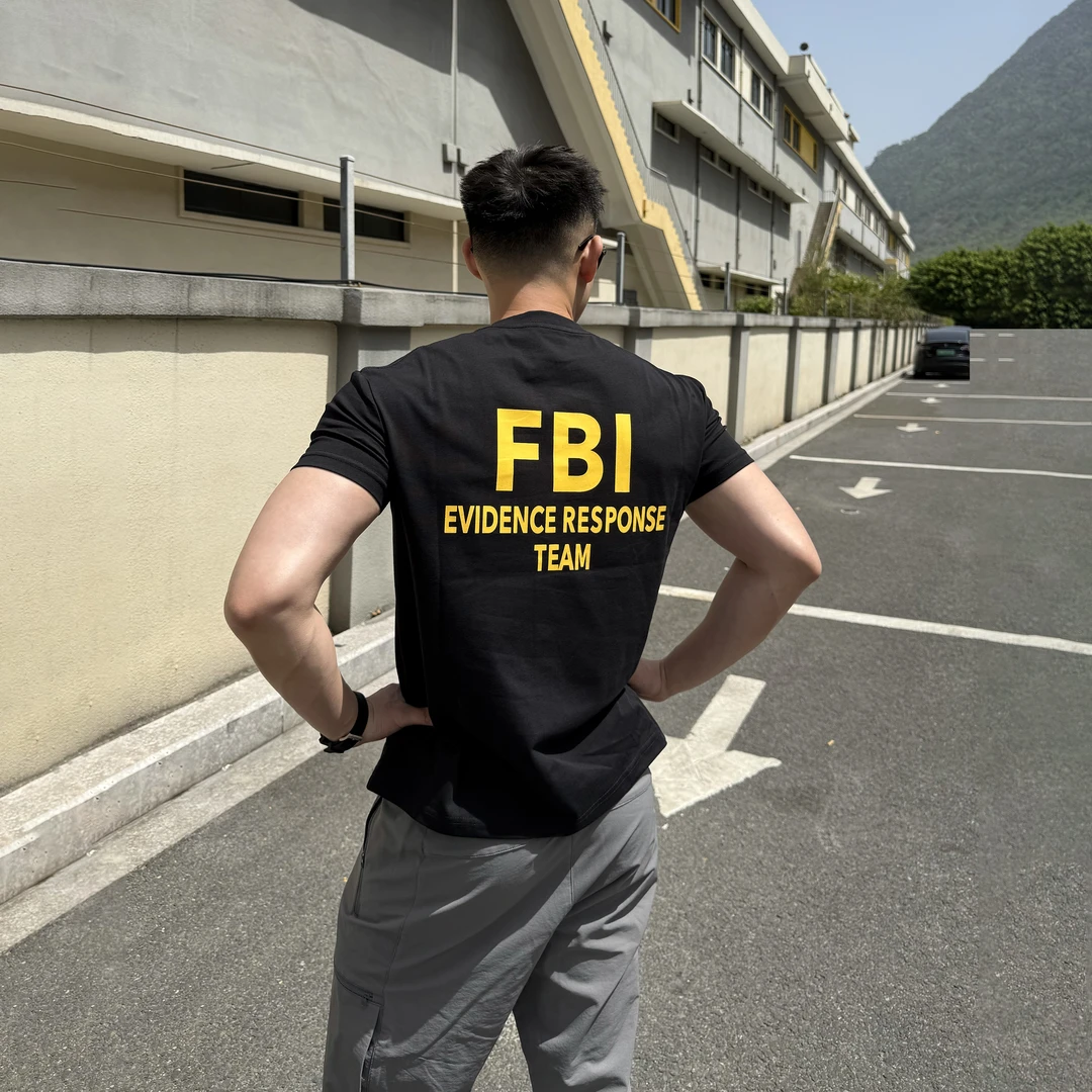 美式FBI探员短袖硬汉索罗娜面料正肩版型夏季小臂围打底百搭T恤