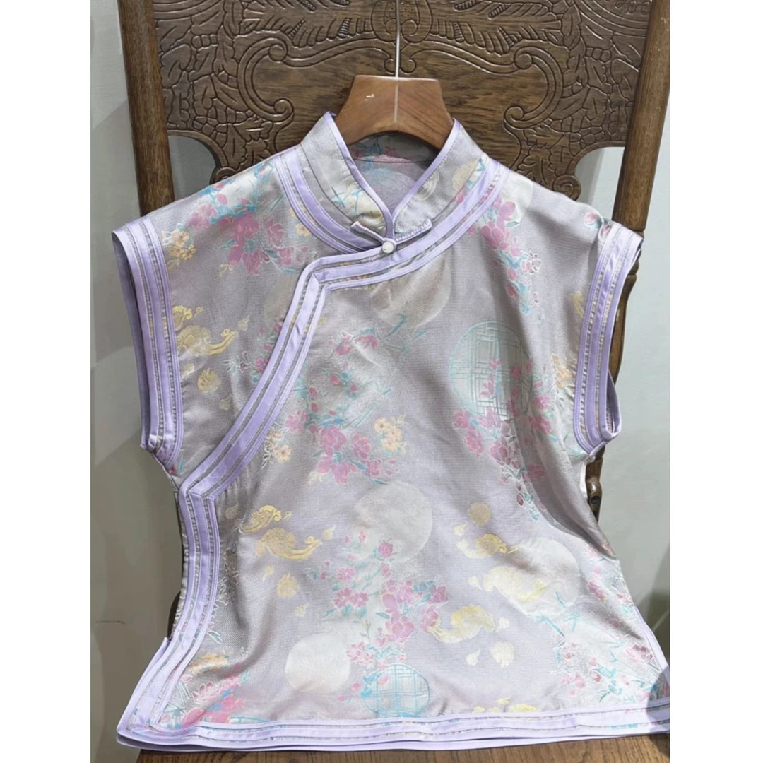 『花好月圆』春夏新中式国风穿搭新款花好月圆立领花萝上衣