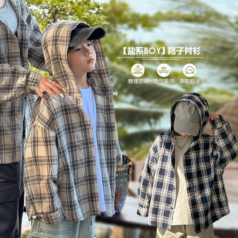 【假日漫格】童装男童痞帅潮酷格子衬衫中大童春夏新款男孩上衣