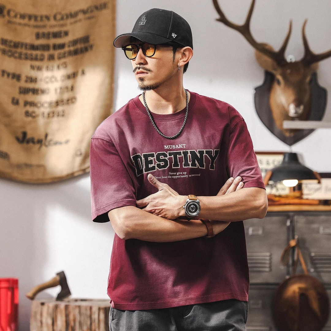 美式复古260g重磅渐变染t恤男短袖夏季2025新款潮流百搭休闲上衣