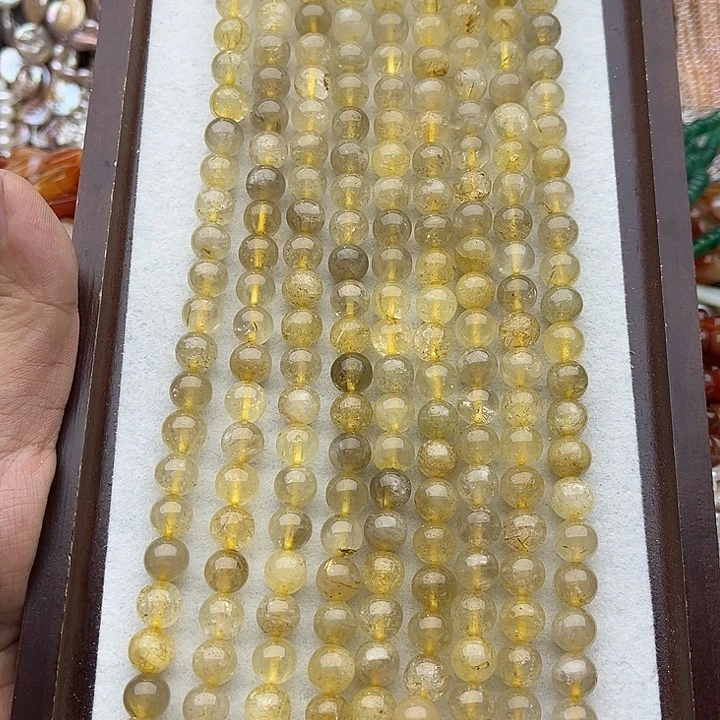 玛瑙/玉髓未镶嵌珠宝半成品一条9mm左右金发晶