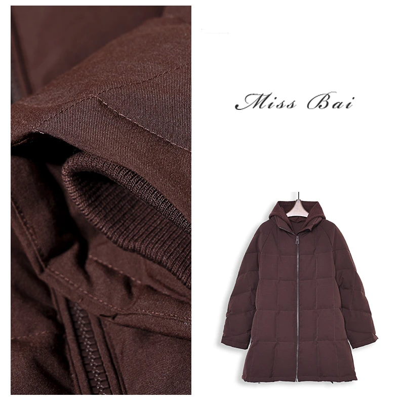 YIWEN-【同桌的你】时尚高级感蓬松白鹅绒中长款羽绒服YRD062