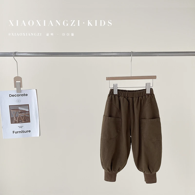 中小童冬装儿童韩版时尚纯色宽松保暖束脚加绒裤子YY5042-QQQQ