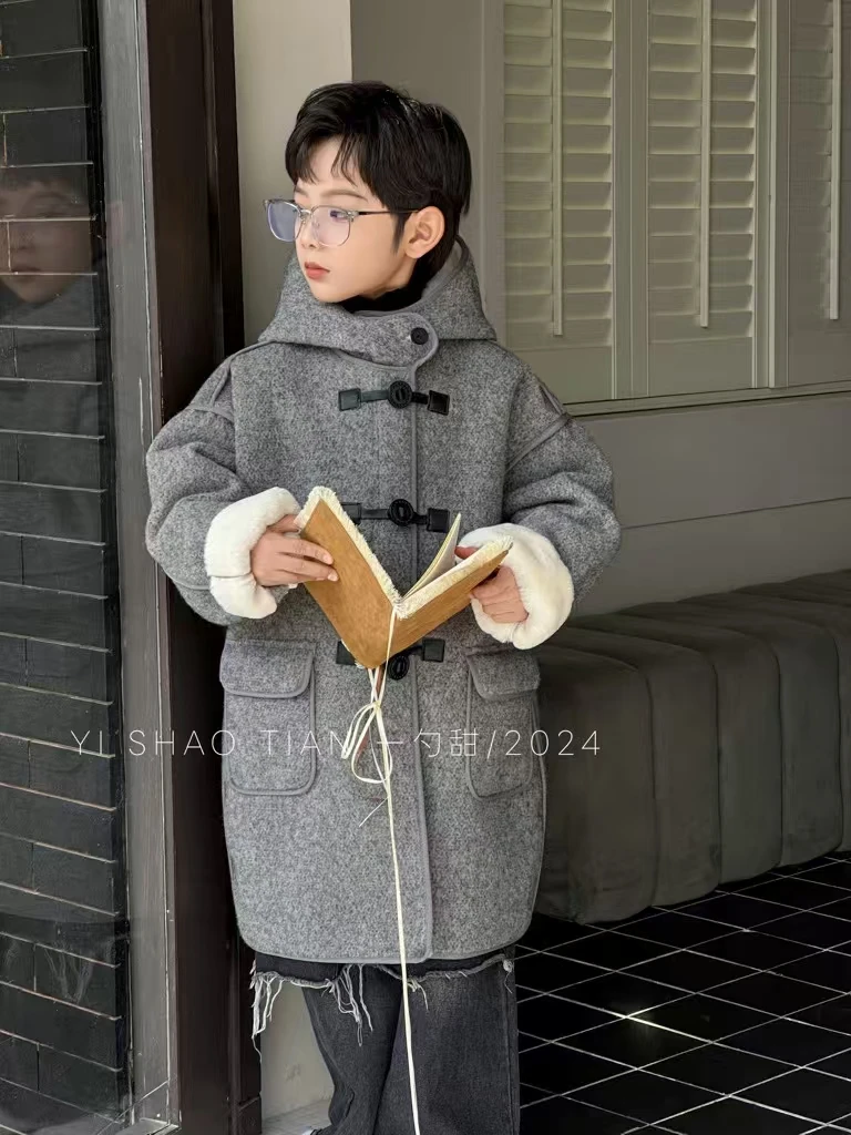 呢子大衣时尚休闲连帽加厚韩版毛呢