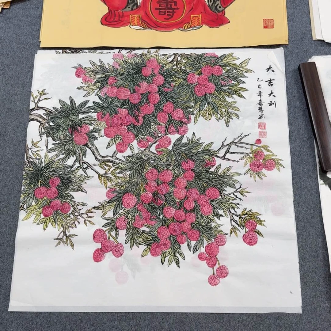 国画四尺斗方70X70纯手绘作品