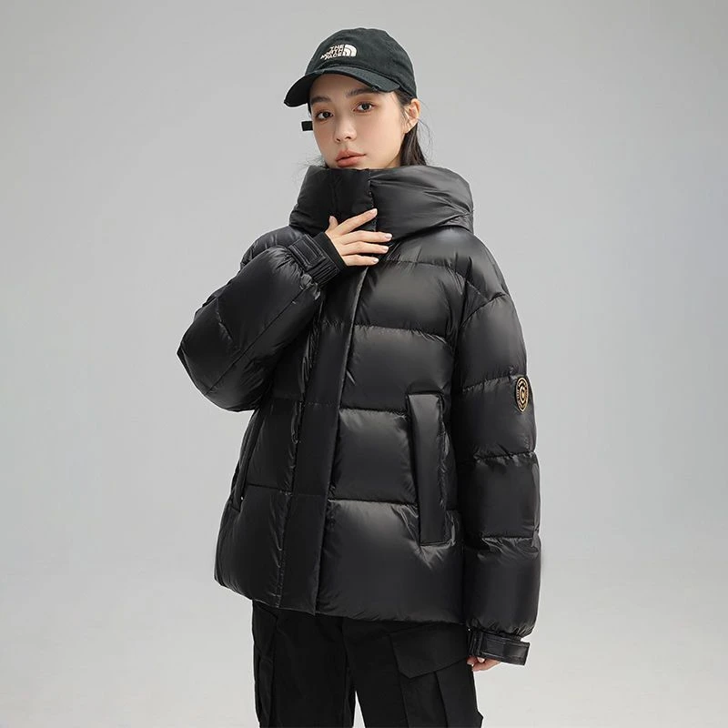 鹅绒羽绒服女短款连帽面包服新款宽松加厚保暖外套冬1022