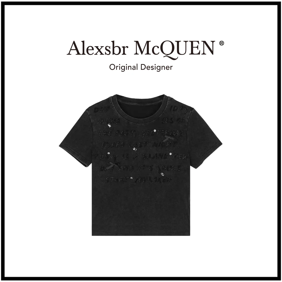 YDD•「D462」夏季新款重工镶钻棉质显瘦修身弹力T恤上衣TX-1287