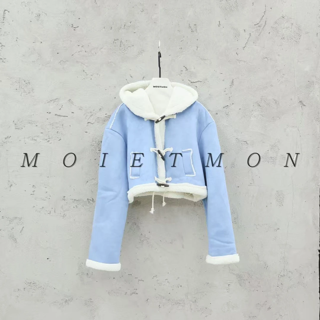 Moi et mon冬季新款小众设计师款棉服外套休闲百搭牛角扣棉服外套