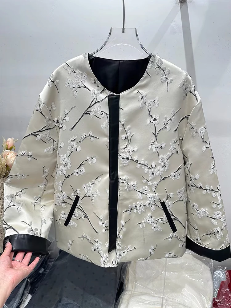 120 高级感外套女2025春装新款新中式两面穿设计感提花夹克上衣