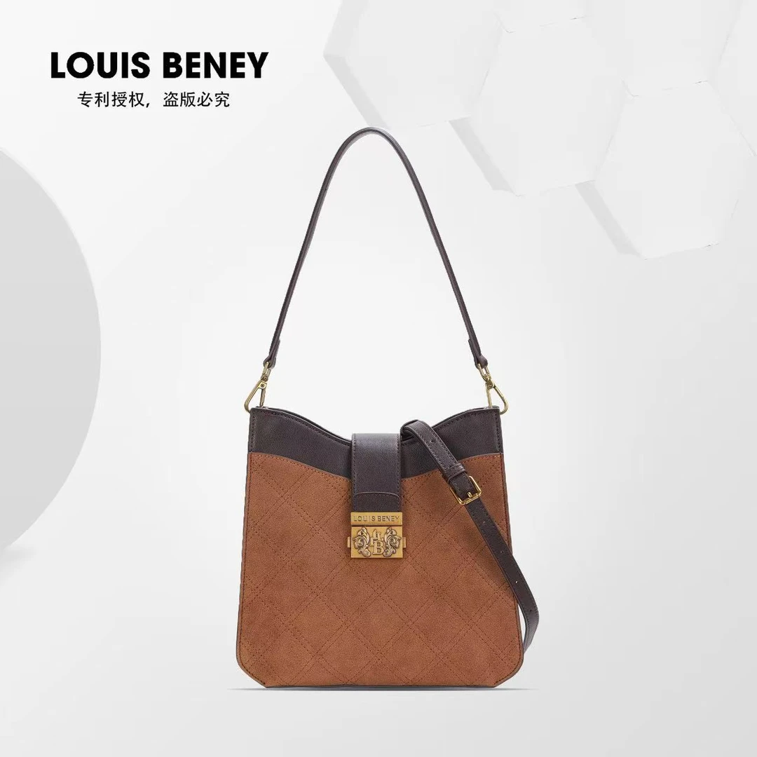 时尚新款复古水桶包手提包简约百搭通勤女包单肩斜挎包（08222）