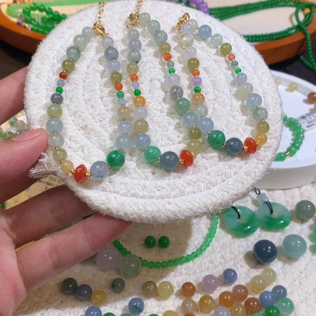 翡翠散珠冰种多宝手串