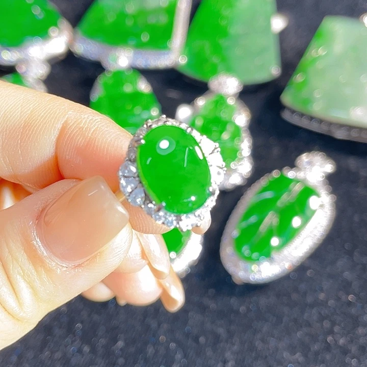 翡翠银S925镶嵌戒指翡翠