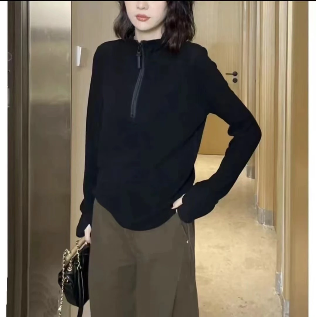 马新建精选9915显瘦长袖针织时尚休闲百搭纯色秋冬圆领拼接假两件