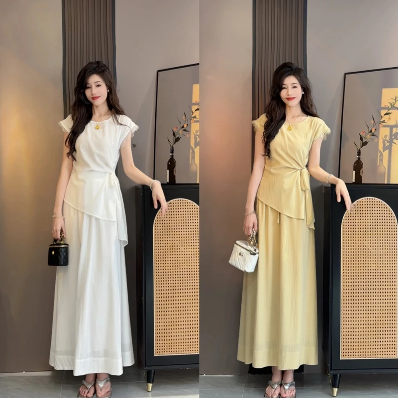 减龄休闲套装气质复古时尚轻熟风宽松夏季短袖上衣半身裙两件套
