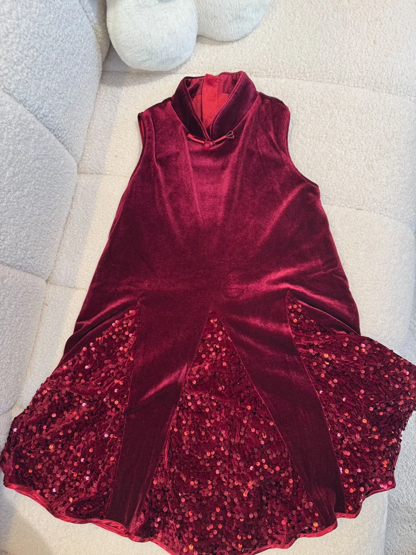 幂姐原创冬季新款新中式拜年款女童裙子MJD249183