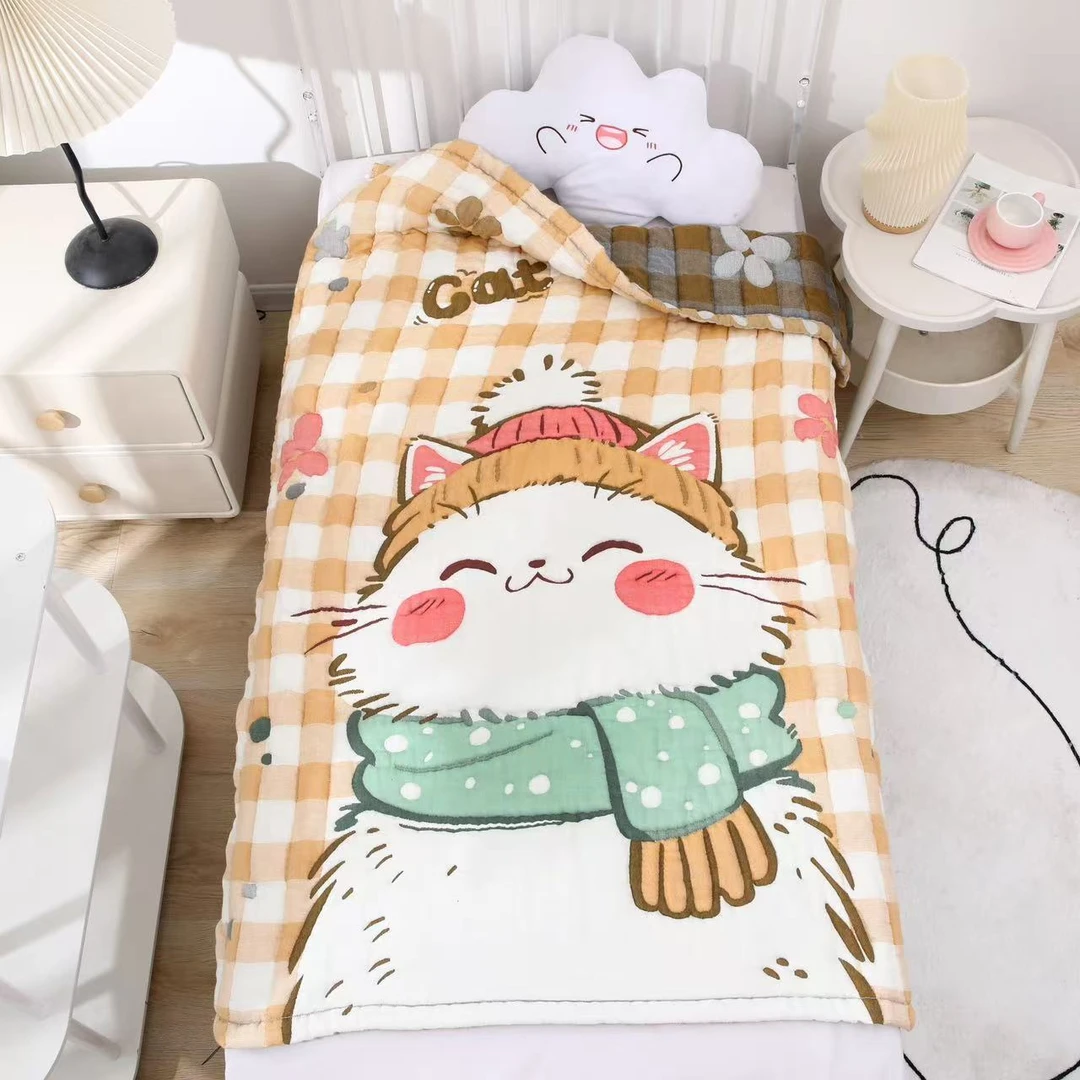 柔软升级【围巾猫】150*200泡芙被多层柔软亲肤透气加厚双面