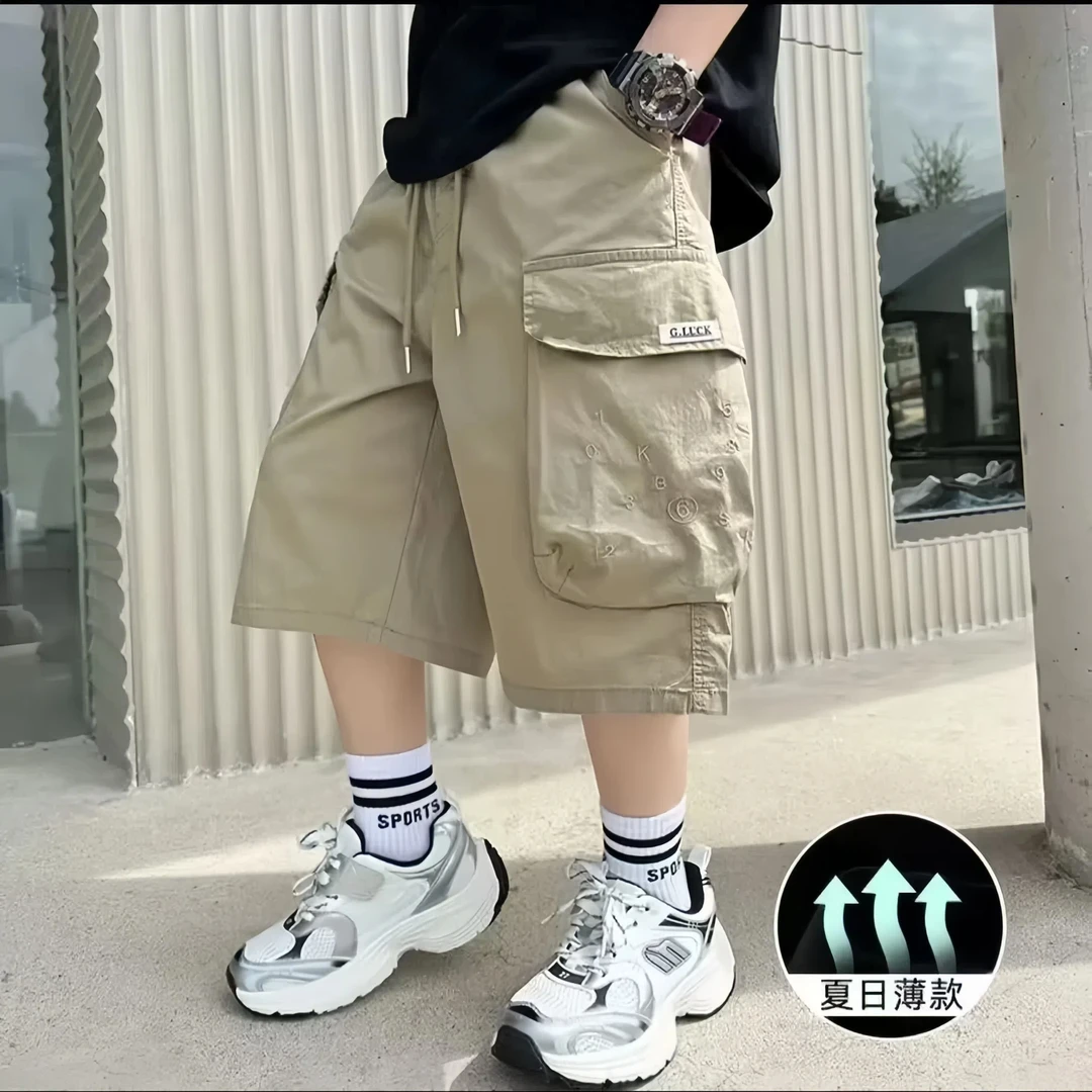 男童夏季短裤工装中大童男孩中裤休闲裤宽松法式硬汉风夏天裤衩