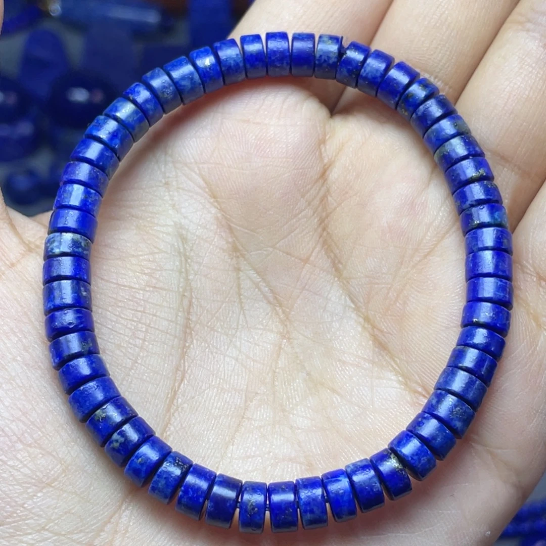 青金石未镶嵌6×3mm直切药片手串