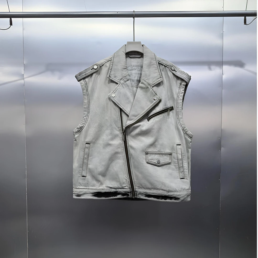 G04-30299-CAB春秋款时尚复古重工做旧款宽松百无袖马甲