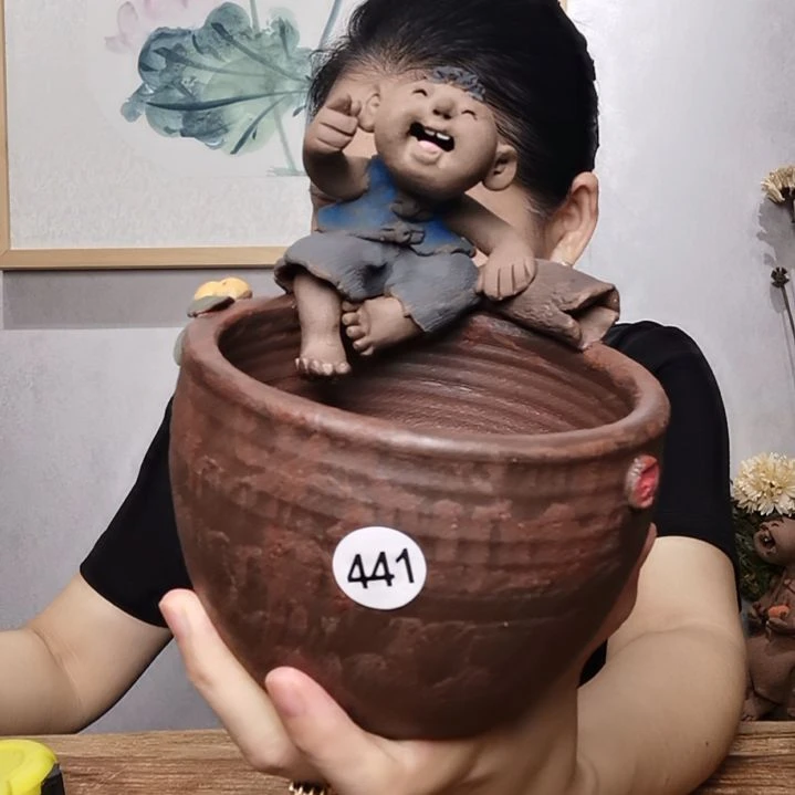 紫砂不规则童趣系列作品花器收纳
