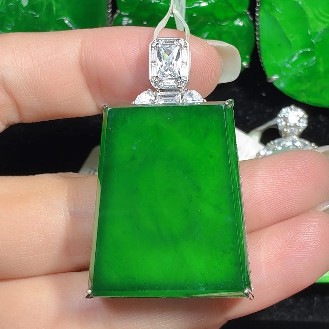 翡翠银S925镶嵌颈饰天然A货翡翠