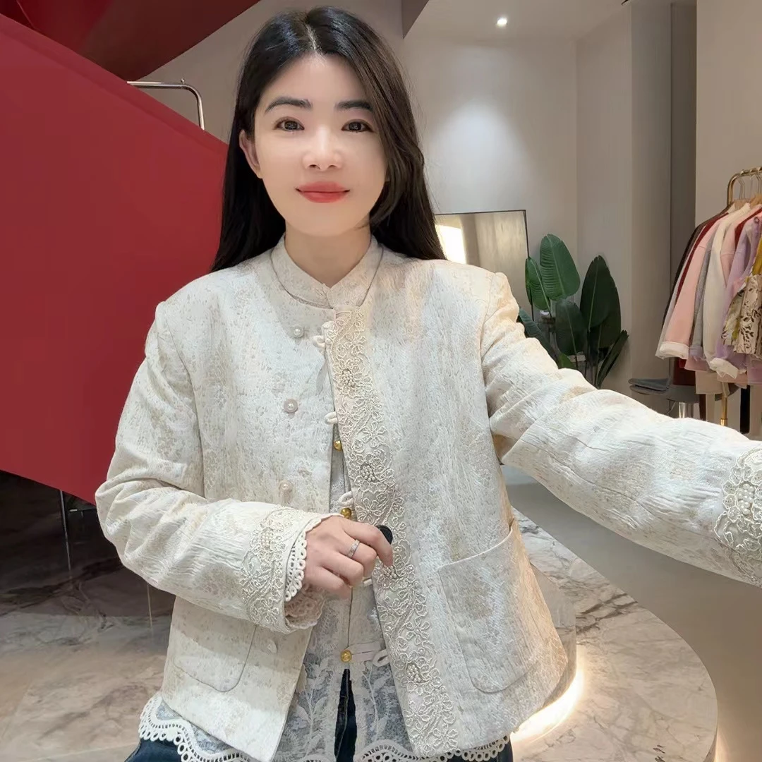 QC 252604 重工单排扣国风外套时尚提花上衣