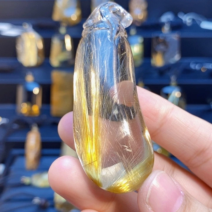 颈饰未镶嵌发晶天然白体全净体金发晶福瓜吊坠