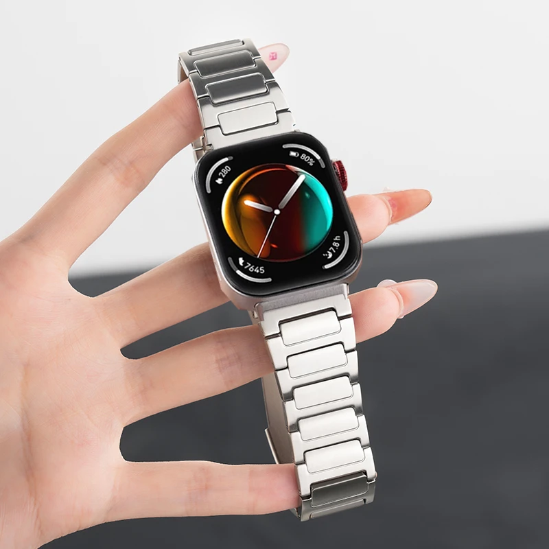 适用华为watchfit4/3方格工装不锈钢FIT4/3高级4pro时尚三株腕带