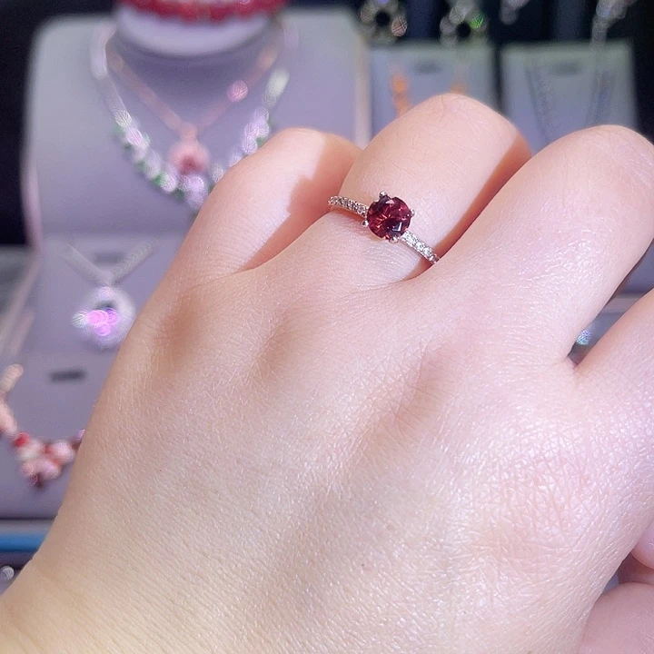 石榴石戒指银S925镶嵌