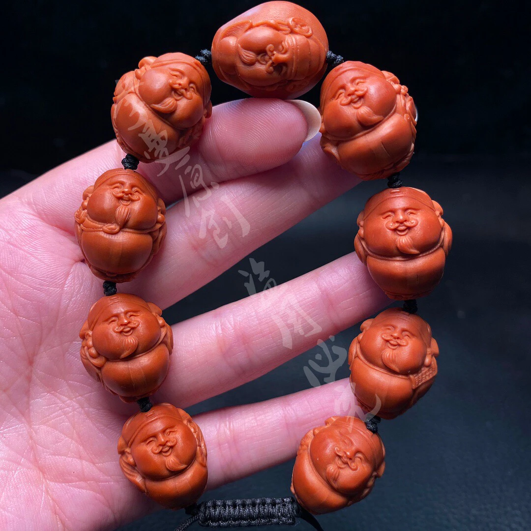 「1.7嘟嘟财神」手串橄榄核雕刻文玩佛珠念珠手链核雕工艺品手把件