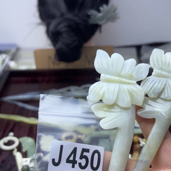 蛇纹石玉发饰合金A****心